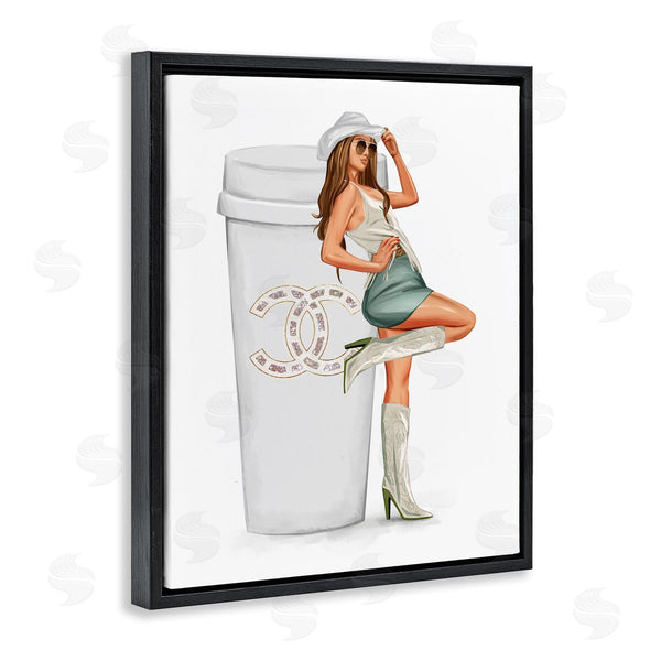 Stupell Industries Ziwei Li | Glam Cowgirl Fashion Coffee Cup Wall Art