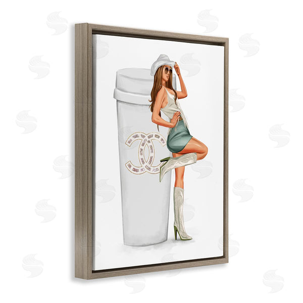 Stupell Industries Ziwei Li | Glam Cowgirl Fashion Coffee Cup Wall Art
