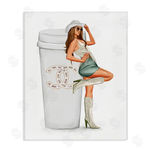 stupell industries Ziwei Li | Glam Cowgirl Fashion Coffee Cup Wall Art