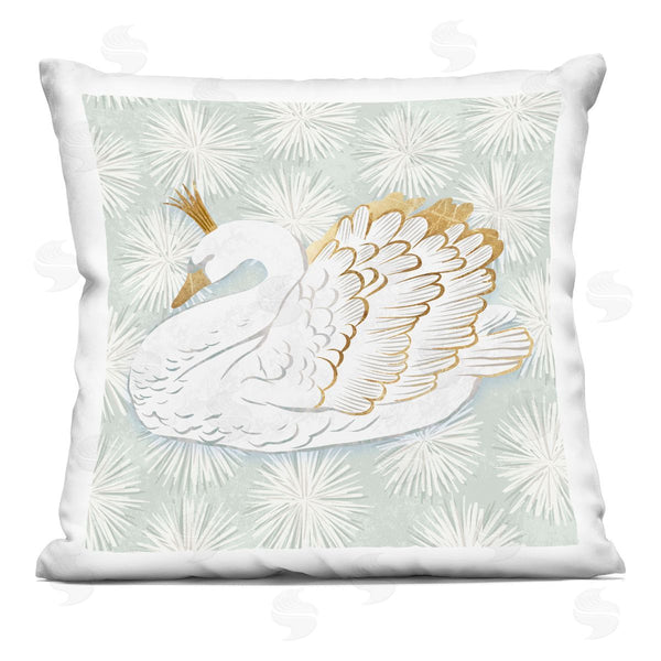 stupell industries Ziwei Li | Glam Crown Swan Patterned Printed Throw Pillow