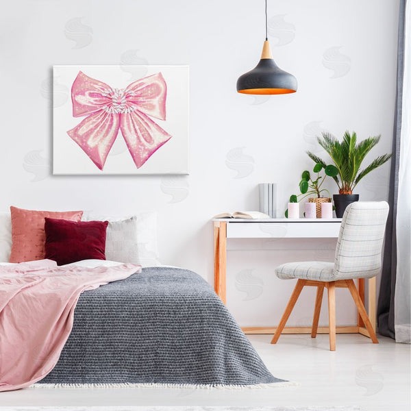 Stupell Industries Ziwei Li | Glam Diamond Glimmer Pink Fashion Design Bow Wall Art