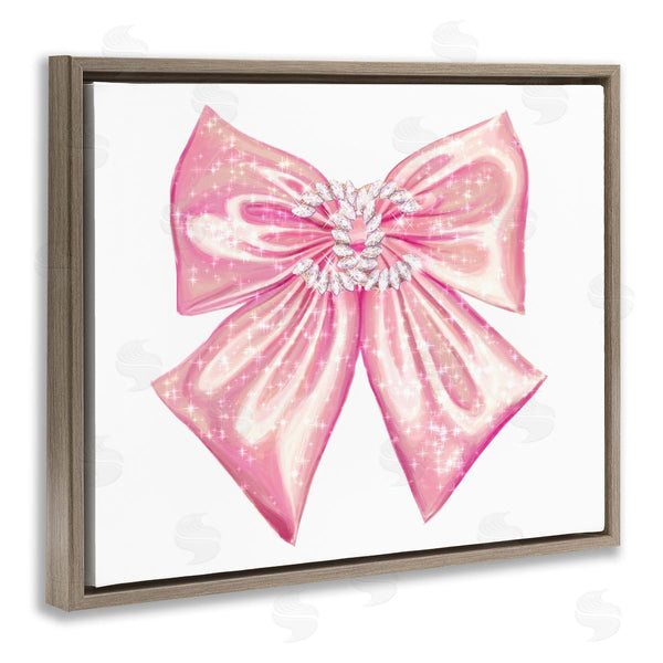 Stupell Industries Ziwei Li | Glam Diamond Glimmer Pink Fashion Design Bow Wall Art