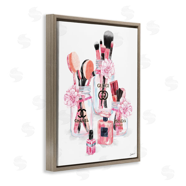 Stupell Industries Ziwei Li | Glam Fashion Cosmetic Accessories In Jars Wall Art