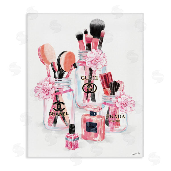 stupell industries Ziwei Li | Glam Fashion Cosmetic Accessories in Jars Wall Art