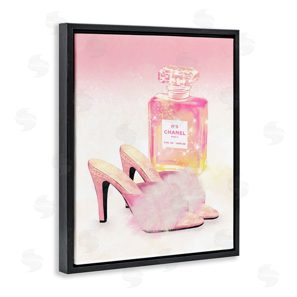 Stupell Industries Ziwei Li | Glam Fashion Cosmetics Fluffy Slippers Sparkle Pattern Wall Art