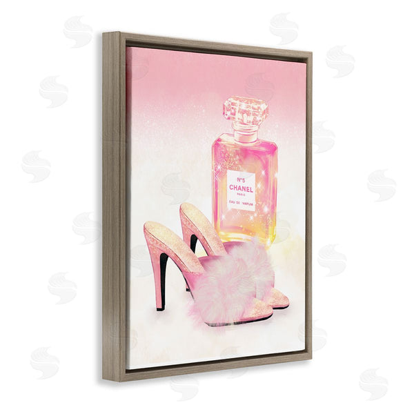 Stupell Industries Ziwei Li | Glam Fashion Cosmetics Fluffy Slippers Sparkle Pattern Wall Art