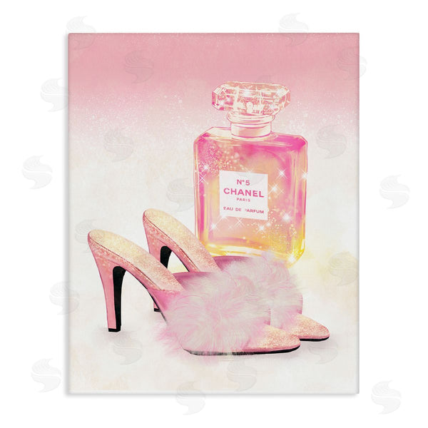 stupell industries Ziwei Li | Glam Fashion Cosmetics Fluffy Slippers Sparkle Pattern Wall Art