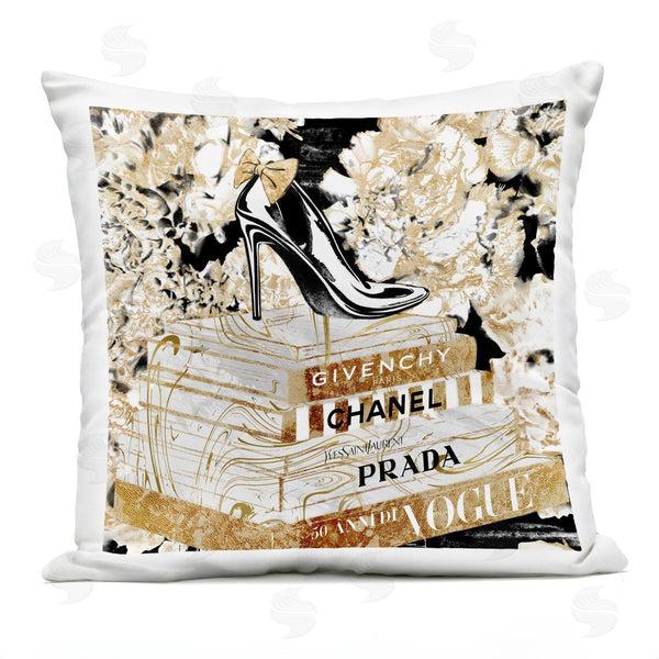 Stupell Industries Ziwei Li | Glam Fashion Heal Book Stack Floral Pattern Printed Throw Pillow