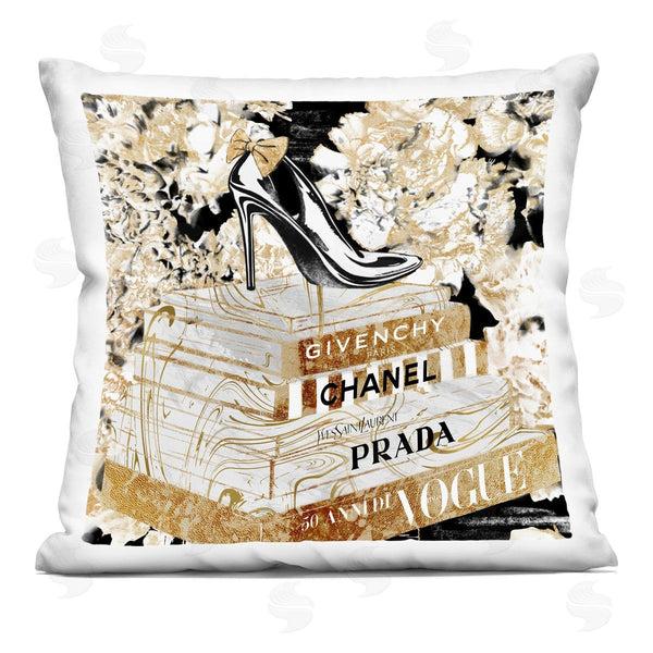 stupell industries Ziwei Li | Glam Fashion Heal Book Stack Floral Pattern Printed Throw Pillow