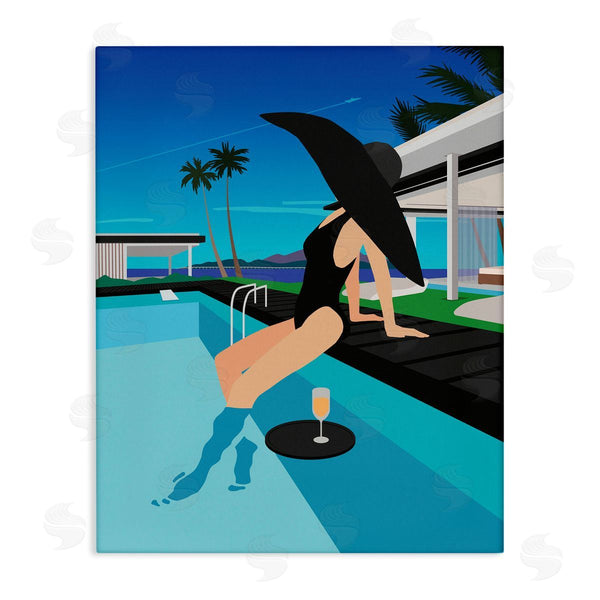 stupell industries Ziwei Li | Glam Fashion Relaxing Poolside Floating Drink Tray Wall Art