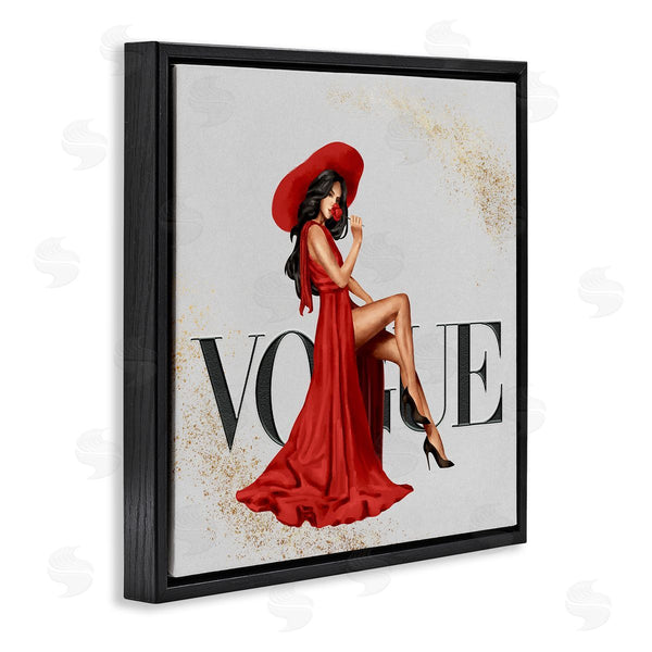 Stupell Industries Ziwei Li | Glam Fashionista Red Dress Designer Brand