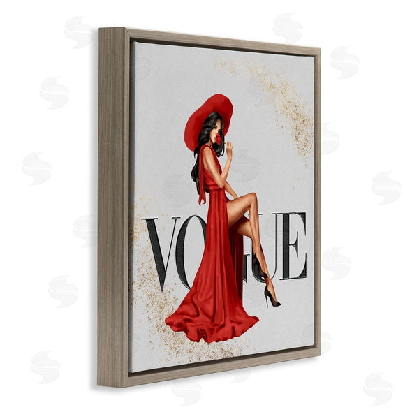 Stupell Industries Ziwei Li | Glam Fashionista Red Dress Designer Brand