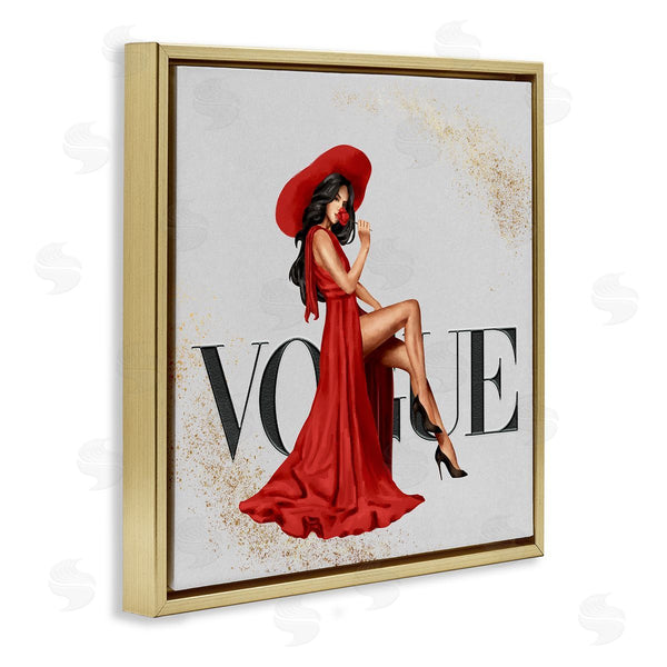 Stupell Industries Ziwei Li | Glam Fashionista Red Dress Designer Brand