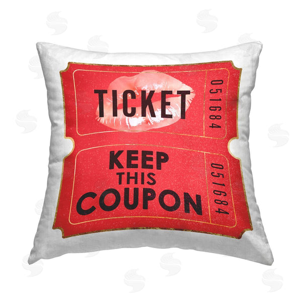 stupell industries Ziwei Li | Glam Kiss Ticket Printed Throw Pillow