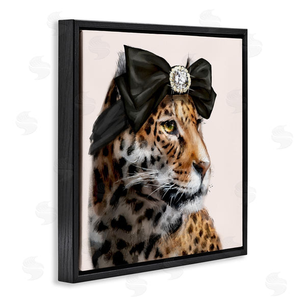 Stupell Industries Ziwei Li | Glam Leopard Fancy Hair Bow Safari Animal Fashion Wall Art