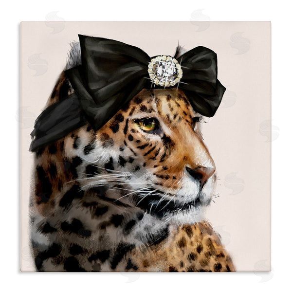 stupell industries Ziwei Li | Glam Leopard Fancy Hair Bow Safari Animal Fashion Wall Art