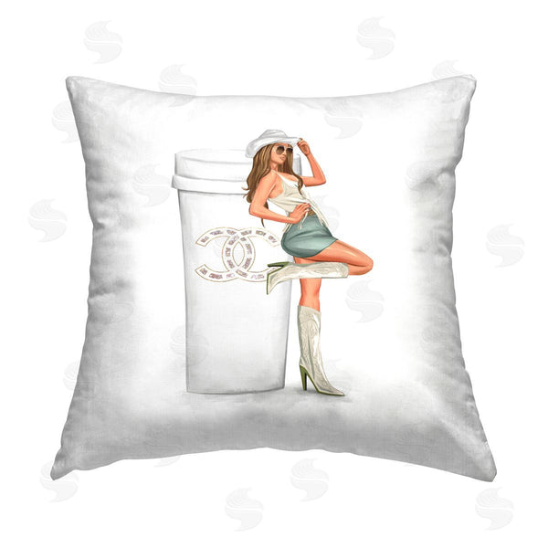 stupell industries Ziwei Li | Glam Southern Girl Fashion Coffee Printed Throw Pillow