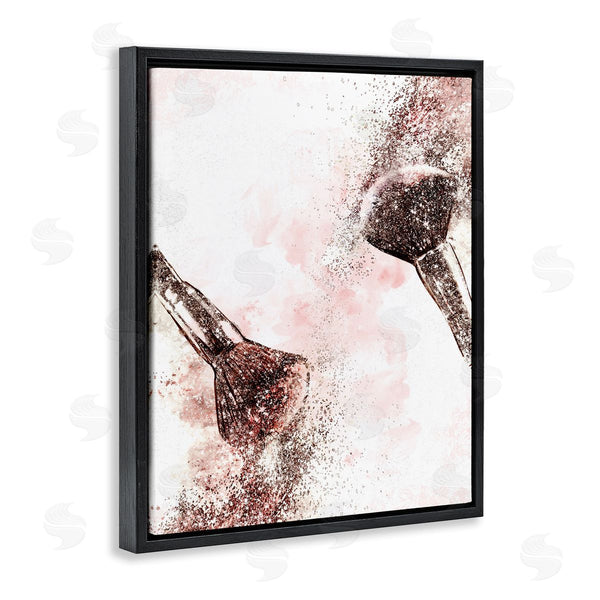 Stupell Industries Ziwei Li | Glam Sparkle Cosmetic Brushes Pink Red Fashion Wall Art