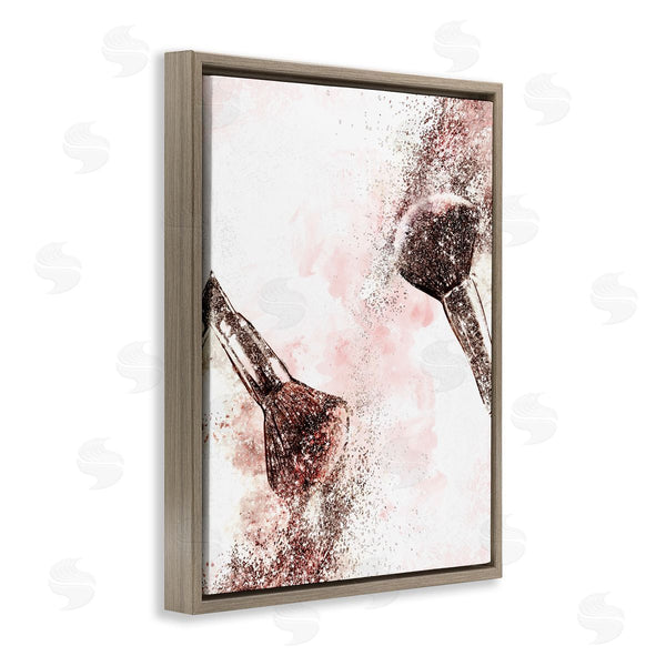 Stupell Industries Ziwei Li | Glam Sparkle Cosmetic Brushes Pink Red Fashion Wall Art