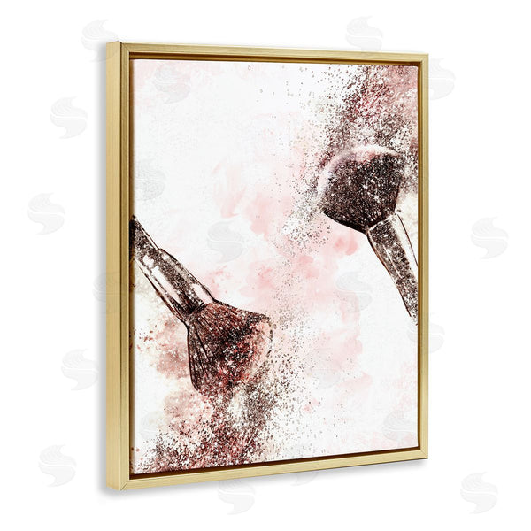 Stupell Industries Ziwei Li | Glam Sparkle Cosmetic Brushes Pink Red Fashion Wall Art