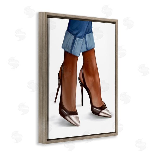 Stupell Industries Ziwei Li | Glam Toe Heels Cuffed Denim Wall Art