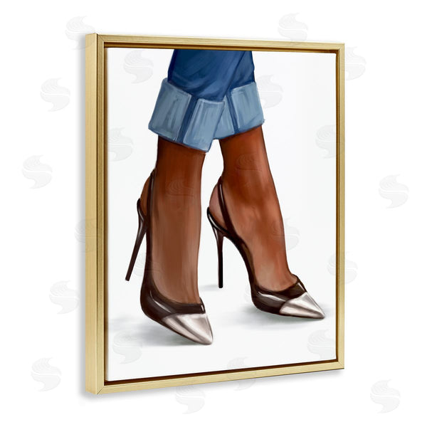 Stupell Industries Ziwei Li | Glam Toe Heels Cuffed Denim Wall Art