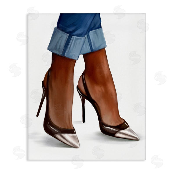 stupell industries Ziwei Li | Glam Toe Heels Cuffed Denim Wall Art