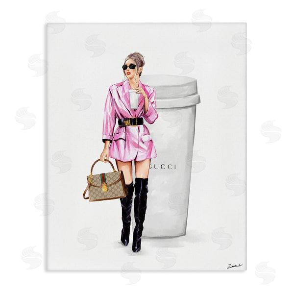 stupell industries Ziwei Li | Glam Woman with Coffee Wall Art