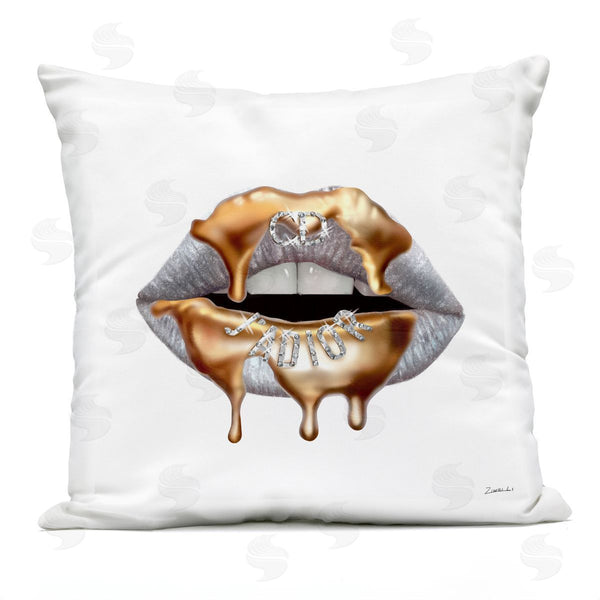 Stupell Industries Ziwei Li | Glamourous Silver Lip Portrait Printed Throw Pillow