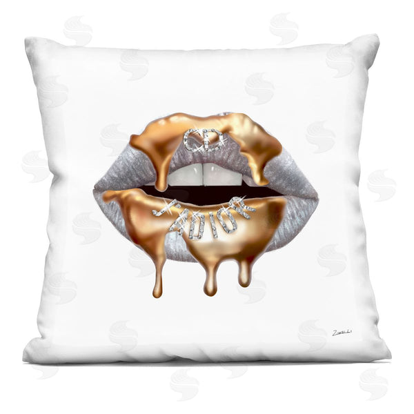 stupell industries Ziwei Li | Glamourous Silver Lip Portrait Printed Throw Pillow