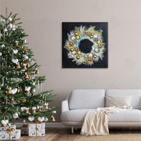 Stupell Industries Ziwei Li | Gleaming Seasonal Pine Wreath Wall Art