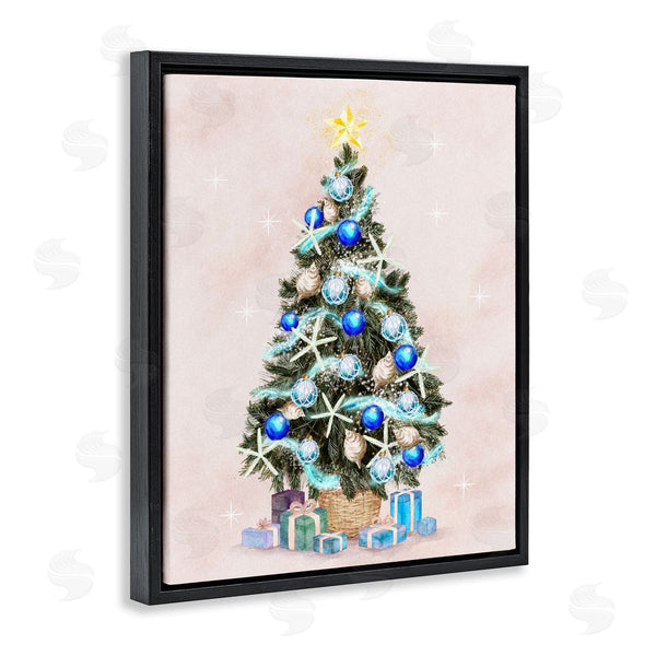 Stupell Industries Ziwei Li | Glimmering Blue Christmas Tree Ornaments & Presents Wall Art