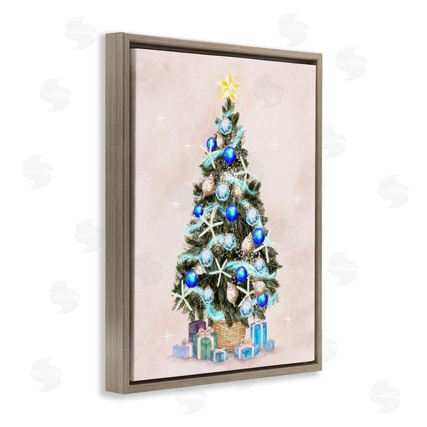 Stupell Industries Ziwei Li | Glimmering Blue Christmas Tree Ornaments & Presents Wall Art