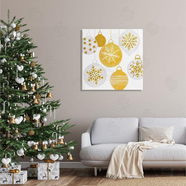 Stupell Industries Ziwei Li | Glimmering Hanging Christmas Baubles Wall Art
