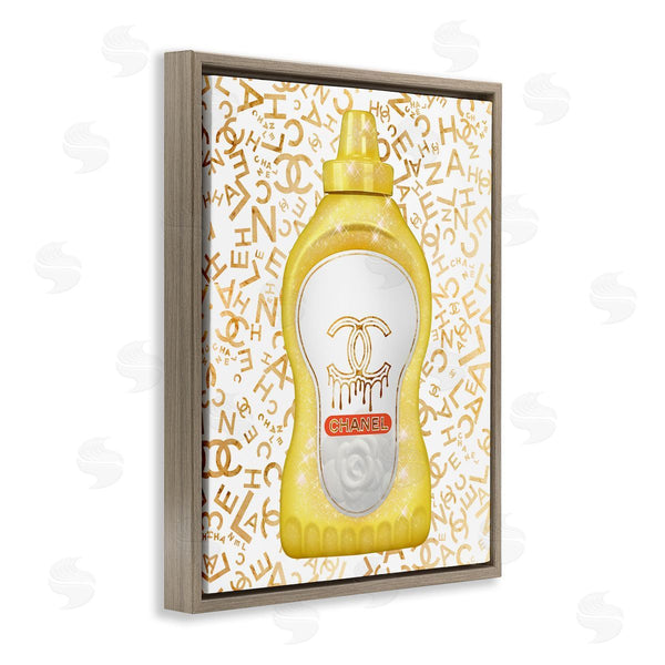 Stupell Industries Ziwei Li | Glitzy Fashion Bling Kitchen Condiment Mustard Bottle Wall Art