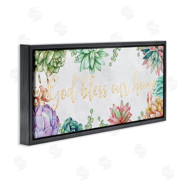 Stupell Industries Ziwei Li | God Bless Our Home Expression Purple Pink Succulents