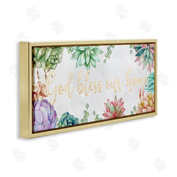 Stupell Industries Ziwei Li | God Bless Our Home Expression Purple Pink Succulents