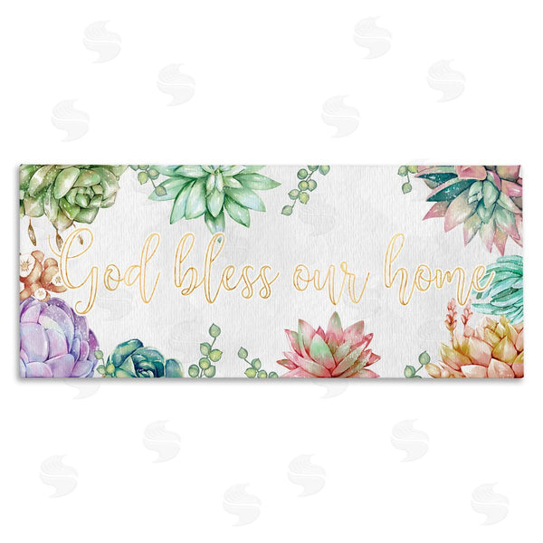 stupell industries Ziwei Li | God Bless Our Home Expression Purple Pink Succulents