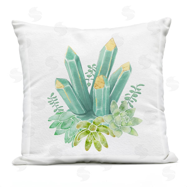 Stupell Industries Ziwei Li | Green Crystal Shards Blooming Succulent Plants Printed Throw Pillow