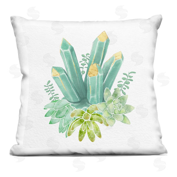 stupell industries Ziwei Li | Green Crystal Shards Blooming Succulent Plants Printed Throw Pillow