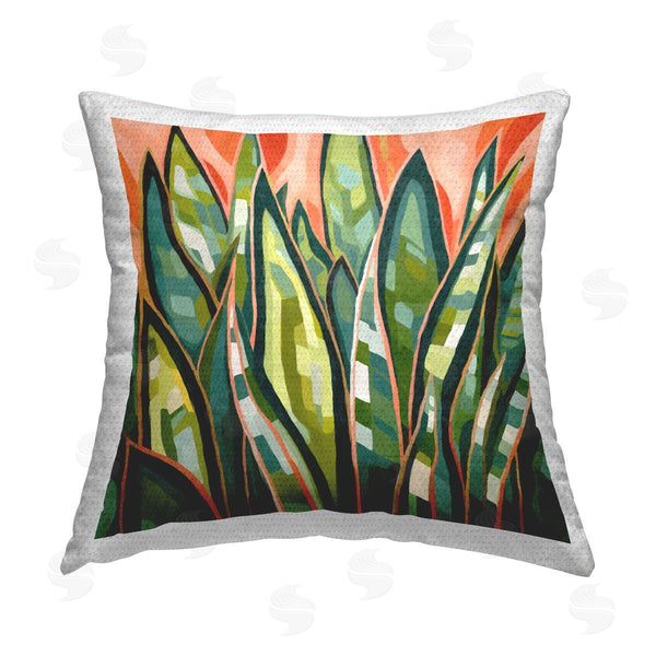 Stupell Industries Ziwei Li | Green & Orange Leaves Printed Throw Pillow