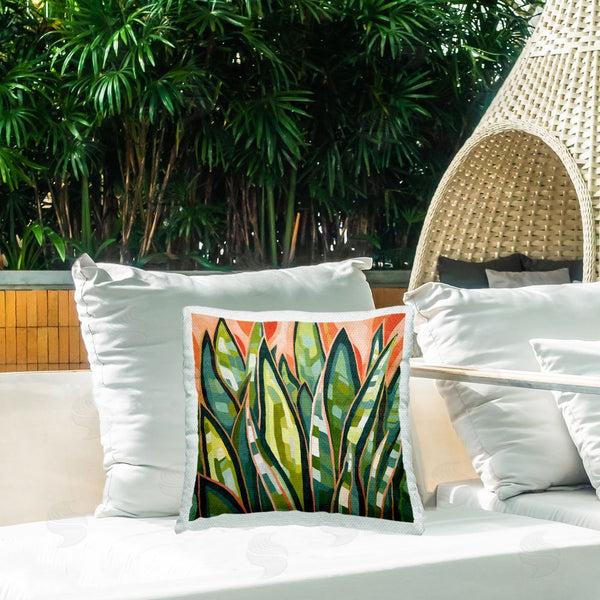 Stupell Industries Ziwei Li | Green & Orange Leaves Printed Throw Pillow