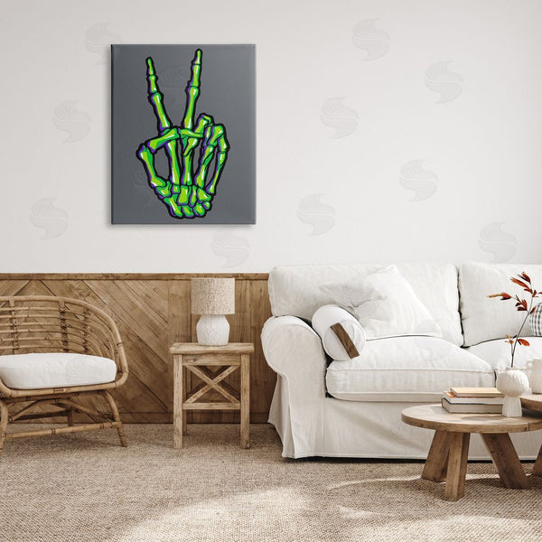 Stupell Industries Ziwei Li | Green Skeleton Peace Hand Wall Art