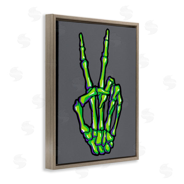 Stupell Industries Ziwei Li | Green Skeleton Peace Hand Wall Art