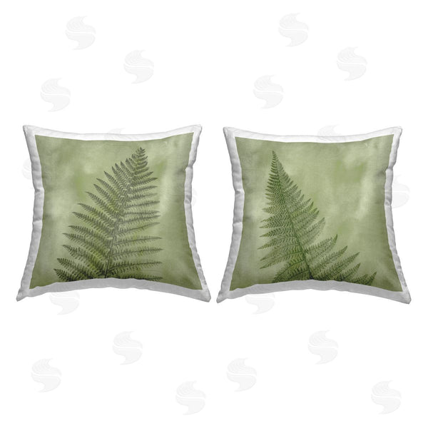 stupell industries Ziwei Li | Green Woodland Fern Leaves Printed Throw Pillow Set