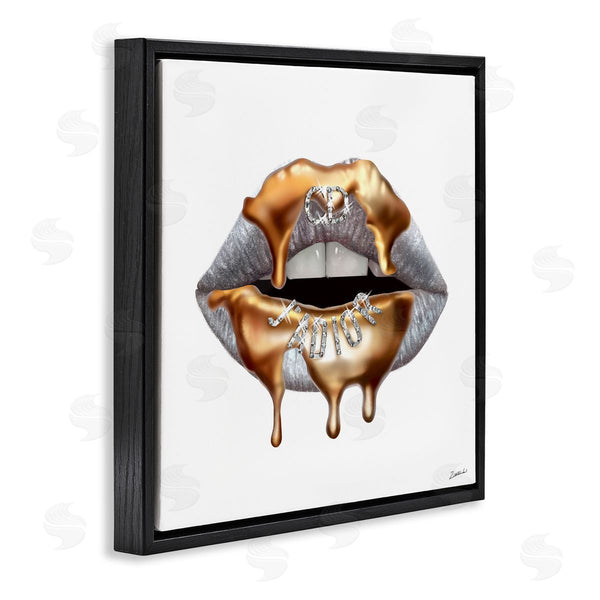 Stupell Industries Ziwei Li | Grey Lip Gold Drip Fashion