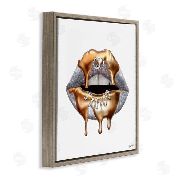 Stupell Industries Ziwei Li | Grey Lip Gold Drip Fashion