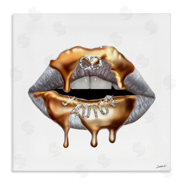 stupell industries Ziwei Li | Grey Lip Gold Drip Fashion