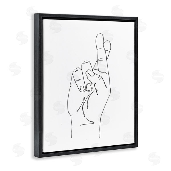 Stupell Industries Ziwei Li | Hand With Fingers Crossed Minimal Line Drawing Wall Art