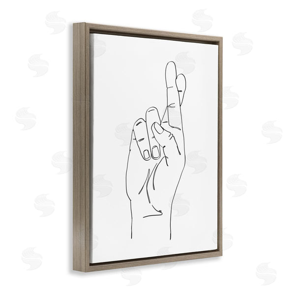 Stupell Industries Ziwei Li | Hand With Fingers Crossed Minimal Line Drawing Wall Art